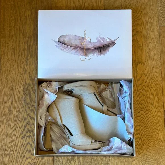 Jessica Simpson Jixte Sculptural Ankle-Wrap Platform Heels (Light Maple) - Picture 6 of 16